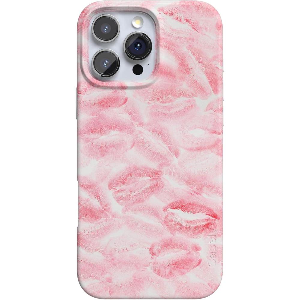 imageCasely iPhone 16 Pro Max Case  Garden Party  Mushroom Floral  Compatible with MagSafe  Classic Ultra Slim DesignSealed with a Kiss  Pink Lipstick