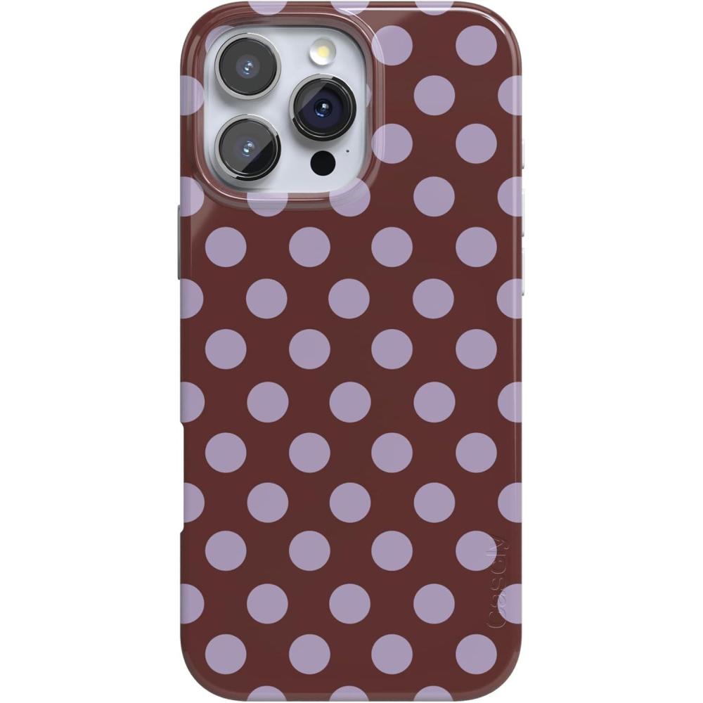 imageCasely iPhone 16 Pro Max Case  Garden Party  Mushroom Floral  Compatible with MagSafe  Classic Ultra Slim DesignSpotted in SoHo  Burgundy Polka Dot