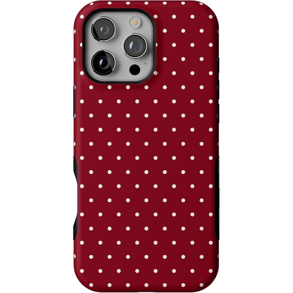 imageCasely iPhone 16 Pro Max Case  On The Dot  Maroon Polka Dot  Bold Protective Design  MagSafe Compatible Design