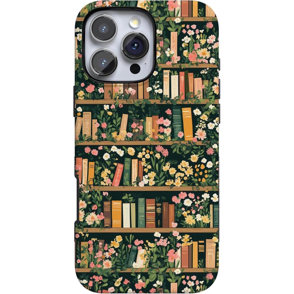 imageCasely iPhone 16 Pro Max Case  Painted Flowers  Frida Kahlo Floral  Bold Protective Design  Compatible with MagSafeBook Nook  Floral Library