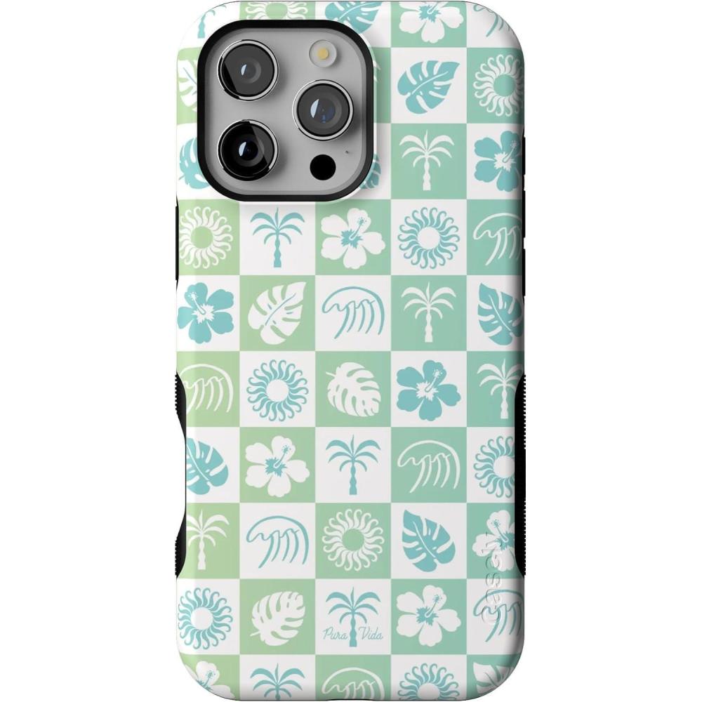 imageCasely iPhone 16 Pro Max Case  Painted Flowers  Frida Kahlo Floral  Bold Protective Design  Compatible with MagSafePura Vida  Coastal Checkers