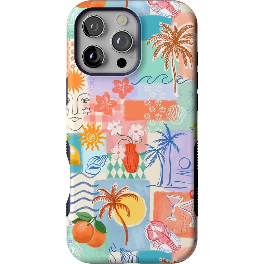 imageCasely iPhone 16 Pro Max Case  Painted Flowers  Frida Kahlo Floral  Bold Protective Design  Compatible with MagSafeTropical Heat  Beachy Collage