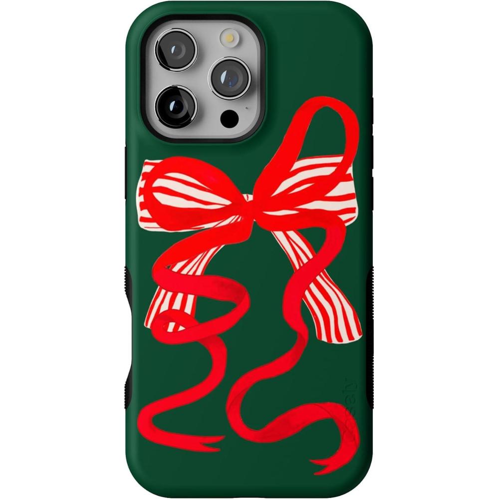 imageCasely iPhone 16 Pro Max Case  Santas Favorite  Holiday Bow  Bold Protective Design  MagSafe Compatible Design
