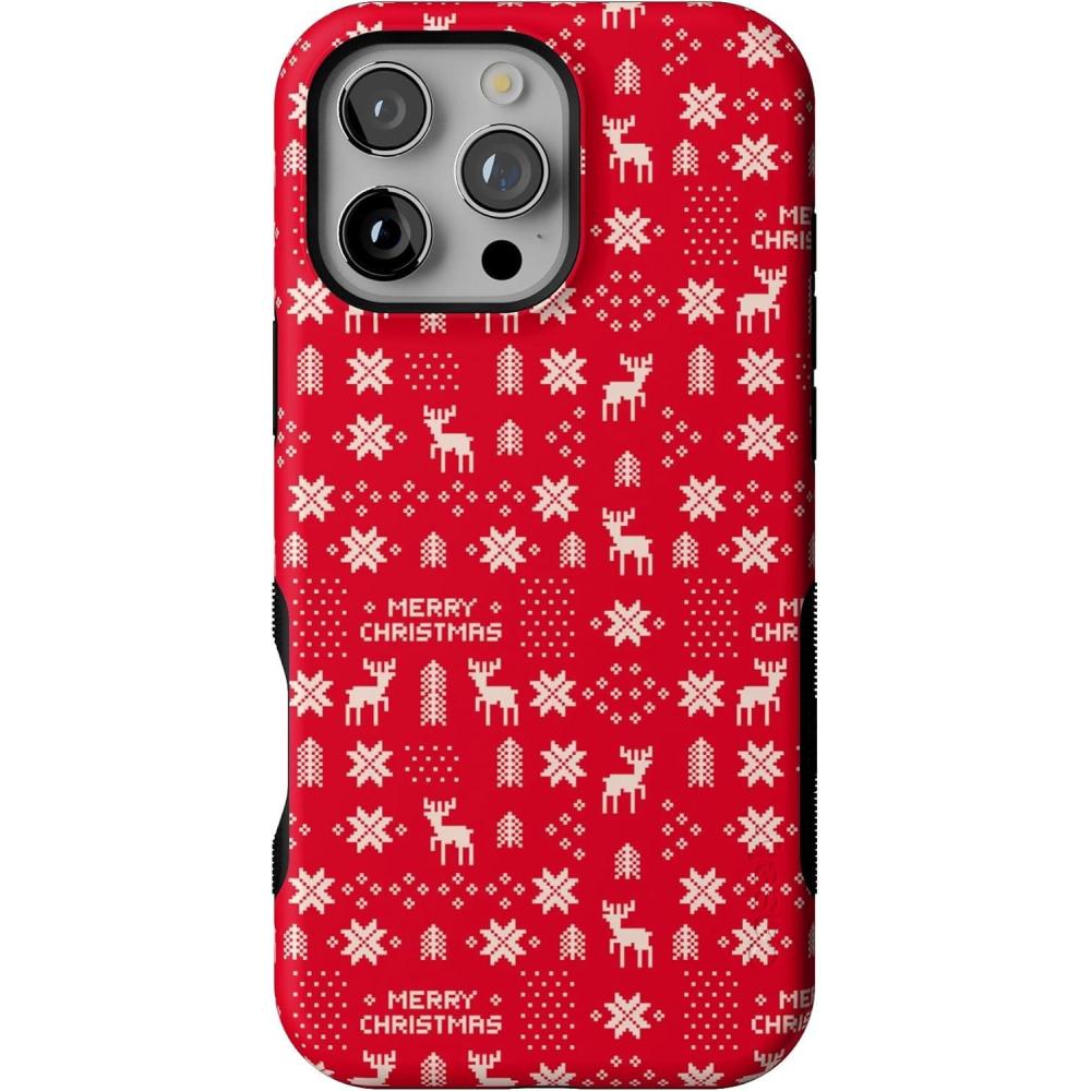 imageCasely iPhone 16 Pro Max Case  Stocking Stuffer  Christmas Knit  Bold Protective Design  MagSafe Compatible Design