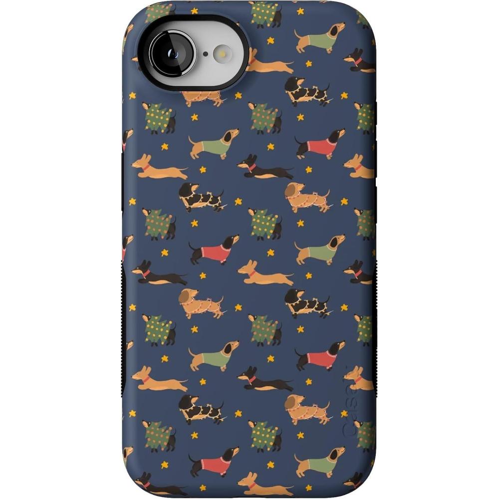 imageCasely iPhone 16e Case  Dashing Doxies  Dachshund Dog  Bold Protective Design  MagSafe Compatible Design