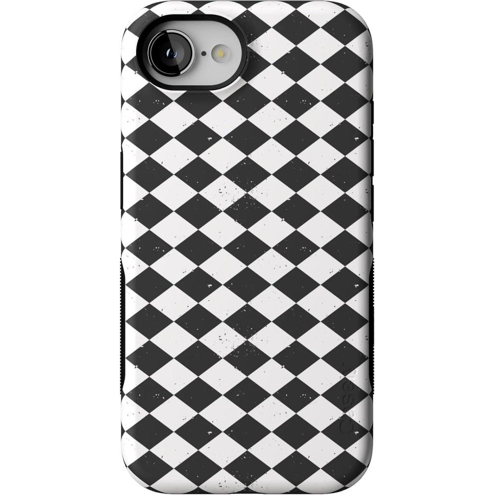imageCasely iPhone 16e Case  Harlequin Salem Diamond  Black and White  Bold Protective Design  MagSafe Compatible Design