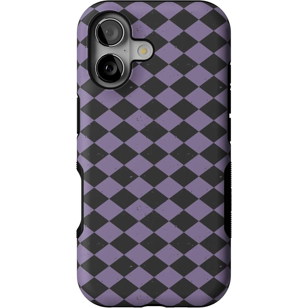 imageCasely iPhone 17 Case  Harlequin Midnight Diamond  Black and Purple  Bold Protective Design  MagSafe Compatible Design