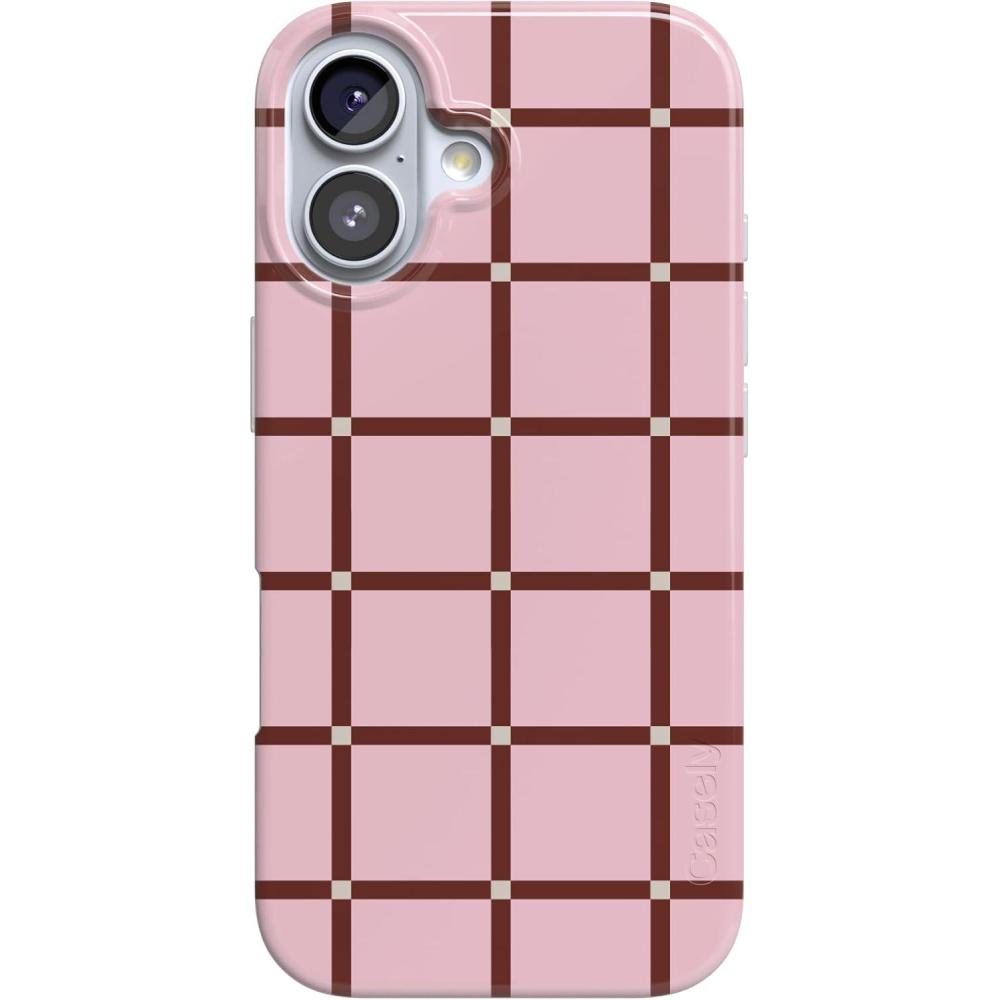 imageCasely iPhone 17 Case  Royal Flush  French Deck  Compatible with MagSafe  Classic Ultra Slim DesignUptown Gridlock  Pink Checkerboard
