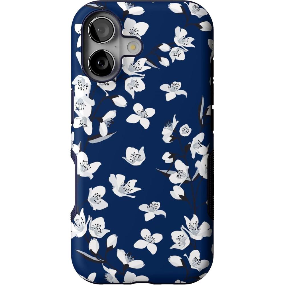 imageCasely iPhone 17 Case  Spot On  Dotted Animal Print  Bold Protective Design  Compatible with MagSafeFloral Forest  Navy Cherry Blossom Floral