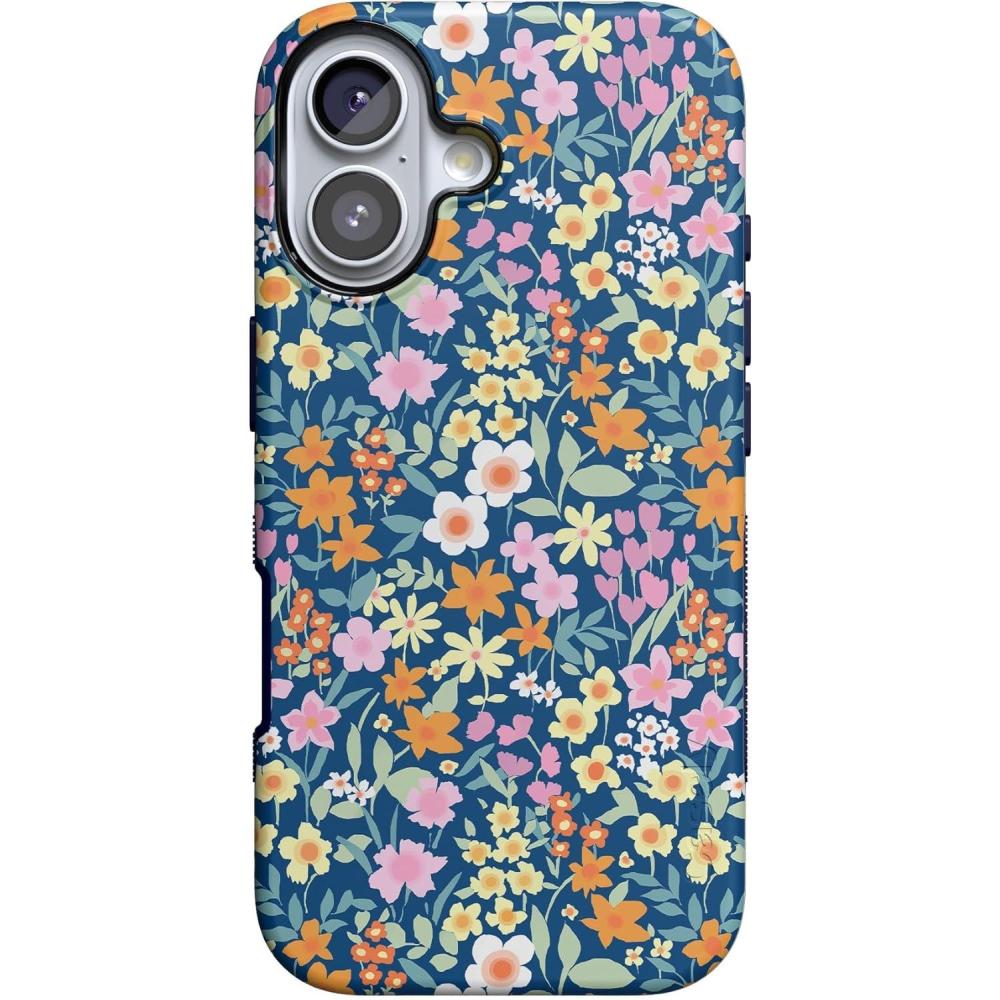 imageCasely iPhone 17 Case  Spot On  Dotted Animal Print  Bold Protective Design  Compatible with MagSafeFull Bloom  Navy Floral