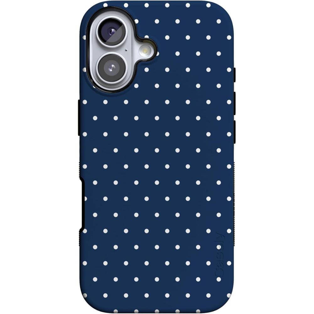 imageCasely iPhone 17 Case  Spot On  Dotted Animal Print  Bold Protective Design  Compatible with MagSafeOn the Dot  Navy Polka Dot