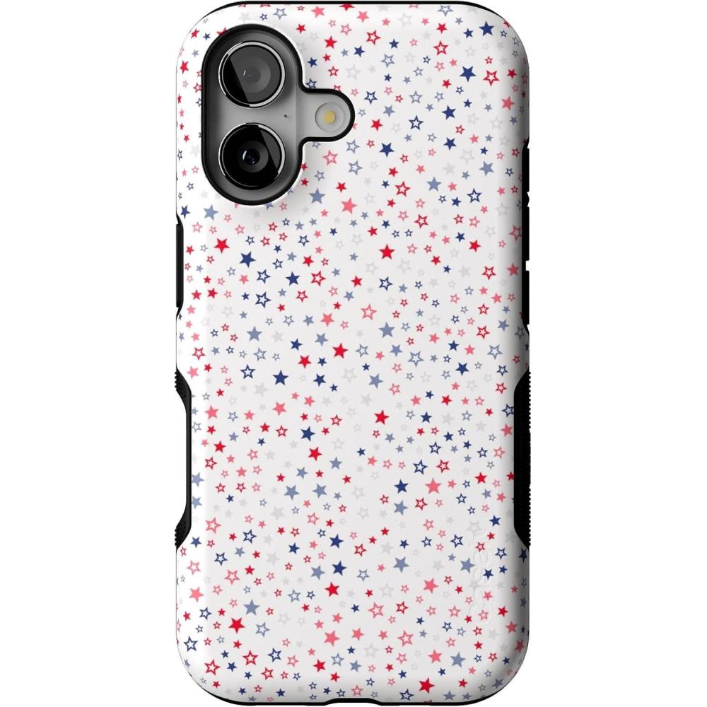 imageCasely iPhone 17 Case  Spot On  Dotted Animal Print  Bold Protective Design  Compatible with MagSafeSeeing Stars  Red  White  Blue