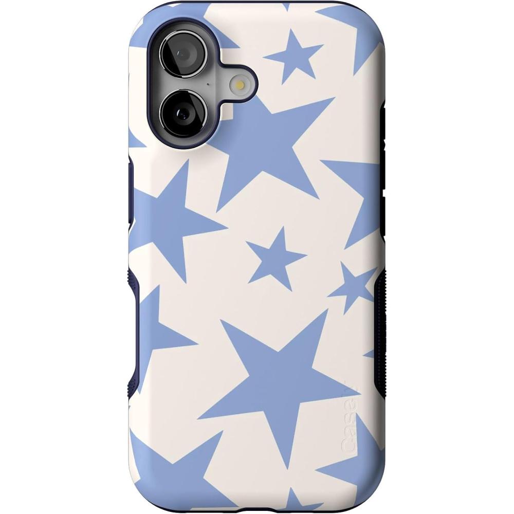 imageCasely iPhone 17 Case  Spot On  Dotted Animal Print  Bold Protective Design  Compatible with MagSafeStars Align  Blue  White Stars