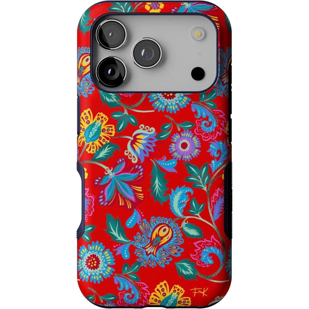 imageCasely iPhone 17 Pro Case  All Decked Out  Festive Ornaments  Bold Protective Design  Compatible with MagSafePainted Flowers  Frida Kahlo Floral