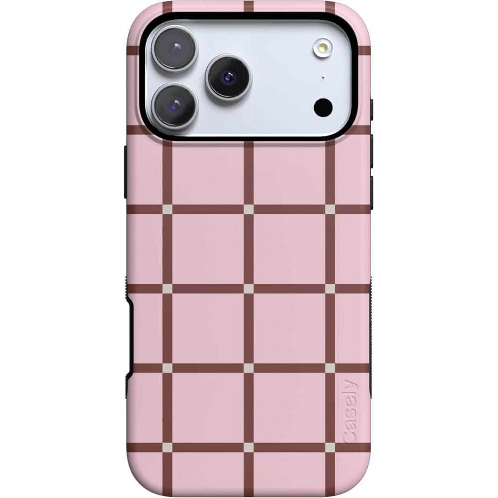 imageCasely iPhone 17 Pro Case  All Decked Out  Festive Ornaments  Bold Protective Design  Compatible with MagSafeUptown Gridlock  Pink Checkerboard