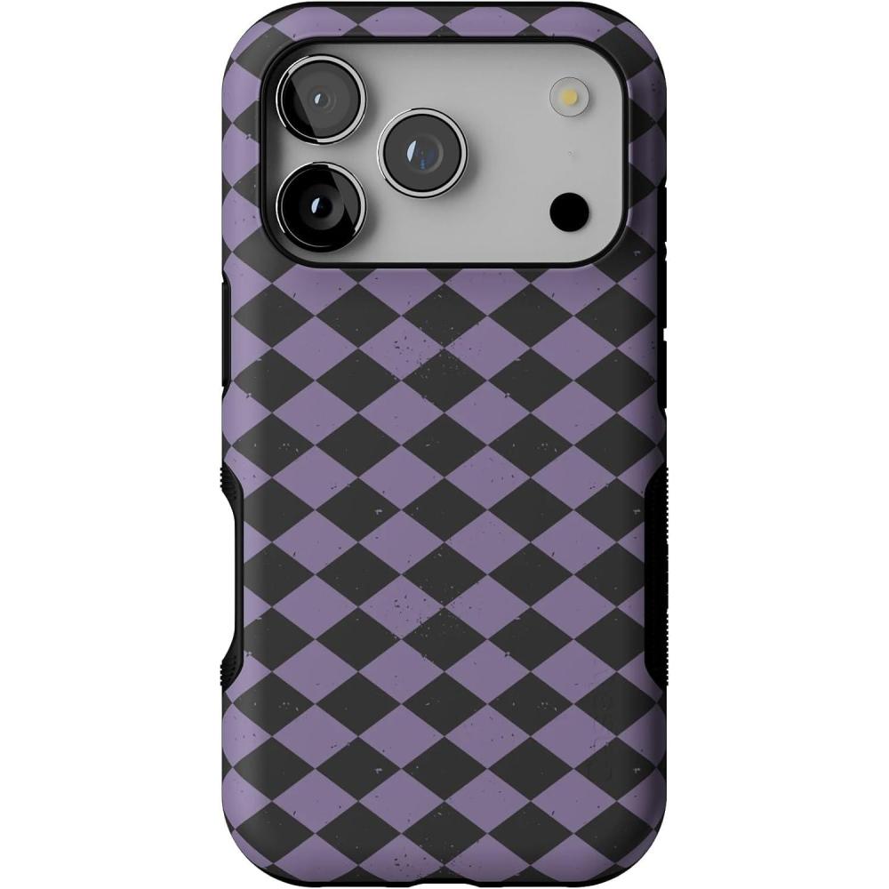 imageCasely iPhone 17 Pro Case  Harlequin Midnight Diamond  Black and Purple  Bold Protective Design  MagSafe Compatible Design
