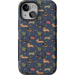 Casely iPhone 13 Mini Case | Dashing Doxies | Dachshund Dog | Bold Protective Design | MagSafe Compatible Design