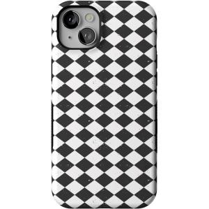 Casely iPhone 13 Mini Case | Harlequin Salem Diamond | Black and White | Bold Protective Design | MagSafe Compatible Design
