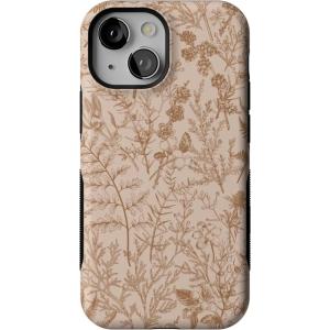 Casely iPhone 13 Mini Case | Not a Phase | Clear Flash Tattoo | Compatible with MagSafe | Classic Ultra Slim Design(Beige Garden | Neutral Floral)