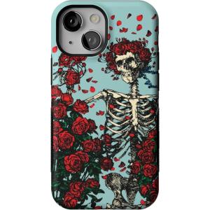 Casely iPhone 13 Mini Case | Not a Phase | Clear Flash Tattoo | Compatible with MagSafe | Classic Ultra Slim Design(Forever Grateful | Grateful Dead Skeleton Floral)