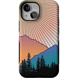 Casely iPhone 13 Mini Case | Not a Phase | Clear Flash Tattoo | Compatible with MagSafe | Classic Ultra Slim Design(Golden Hour | Mountain Sunset)