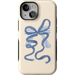 Casely iPhone 13 Mini Case | Not a Phase | Clear Flash Tattoo | Compatible with MagSafe | Classic Ultra Slim Design(Heartstrings | Blue Bow)