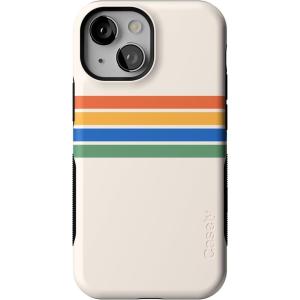 Casely iPhone 13 Mini Case | Not a Phase | Clear Flash Tattoo | Compatible with MagSafe | Classic Ultra Slim Design(Totally Groovy | Rainbow Stripes Color Block)