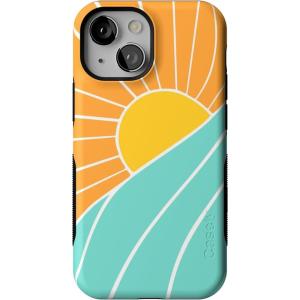 Casely iPhone 13 Mini Case | Not a Phase | Clear Flash Tattoo | Compatible with MagSafe | Classic Ultra Slim Design(Waves & Rays | Sunshine)