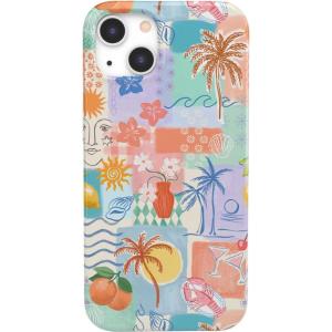 Casely iPhone 14 Case | All Smiles | Smiley Face Sticker | Compatible with MagSafe | Classic Ultra Slim Design(Tropical Heat | Beachy Collage)