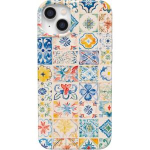 Casely iPhone 14 Case | All Smiles | Smiley Face Sticker | Compatible with MagSafe | Classic Ultra Slim Design(Tuscan Tiles | Dolce Vita)