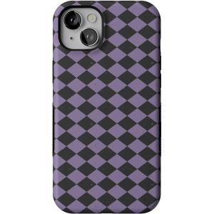 Casely iPhone 14 Case | Harlequin Midnight Diamond | Black and Purple | Bold Protective Design | MagSafe Compatible Design