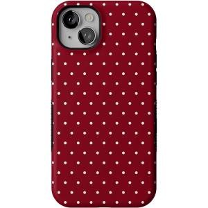 Casely iPhone 14 Case | On The Dot | Maroon Polka Dot | Bold Protective Design | MagSafe Compatible Design