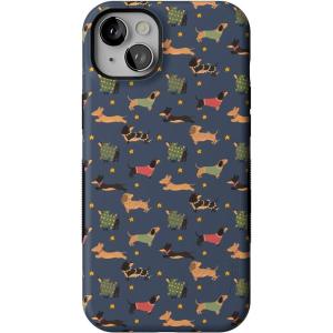 Casely iPhone 14 Plus Case | Dashing Doxies | Dachshund Dog | Bold Protective Design | MagSafe Compatible Design