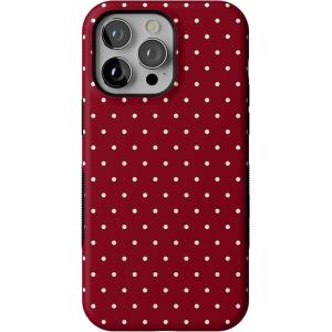 Casely iPhone 14 Pro Case | On The Dot | Maroon Polka Dot | Bold Protective Design | MagSafe Compatible Design