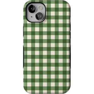 Casely iPhone 15 Case | Checked Twice | Green Plaid | Bold Protective Design | MagSafe Compatible Design