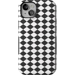 Casely iPhone 15 Case | Harlequin Salem Diamond | Black and White | Bold Protective Design | MagSafe Compatible Design
