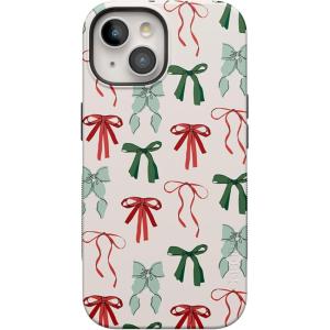 Casely iPhone 15 Plus Case | Festive Girlie | Holiday Bows | Bold Protective Design | MagSafe Compatible Design