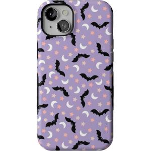 Casely iPhone 15 Plus Case | Midnight Flight | Celestial Bats | Bold Protective Design | MagSafe Compatible Design