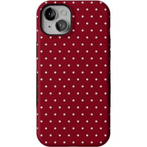 Casely iPhone 15 Plus Case | On The Dot | Maroon Polka Dot | Bold Protective Design | MagSafe Compatible Design