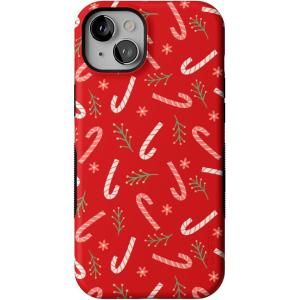Casely iPhone 15 Plus Case | Peppermint Kiss | Candy Cane | Bold Protective Design | MagSafe Compatible Design