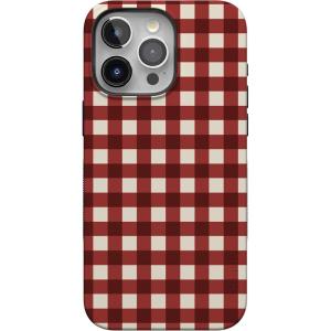 Casely iPhone 15 Pro Case | Checked Twice | Red Plaid | Bold Protective Design | MagSafe Compatible Design