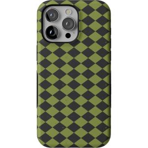 Casely iPhone 15 Pro Case | Harlequin Wicked Diamond | Black and Green | Bold Protective Design | MagSafe Compatible Design