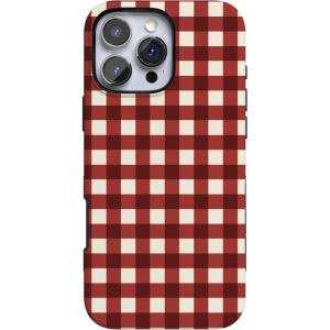 Casely iPhone 16 Pro Case | Checked Twice | Red Plaid | Bold Protective Design | MagSafe Compatible Design