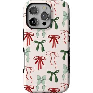 Casely iPhone 16 Pro Case | Festive Girlie | Holiday Bows | Bold Protective Design | MagSafe Compatible Design