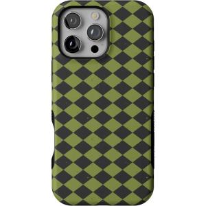 Casely iPhone 16 Pro Case | Harlequin Wicked Diamond | Black and Green | Bold Protective Design | MagSafe Compatible Design