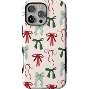 Casely iPhone 16 Pro Max Case | Festive Girlie | Holiday Bows | Bold Protective Design | MagSafe Compatible Design