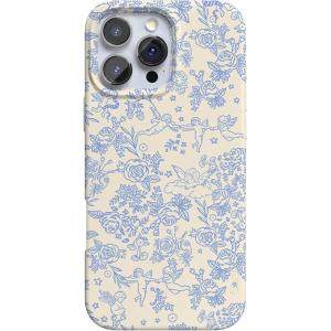 Casely iPhone 16 Pro Max Case | Garden Party | Mushroom Floral | Compatible with MagSafe | Classic Ultra Slim Design(Cupid’s Canvas | Periwinkle Floral)