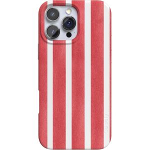Casely iPhone 16 Pro Max Case | Garden Party | Mushroom Floral | Compatible with MagSafe | Classic Ultra Slim Design(East Coast Summer | Red Stripes)