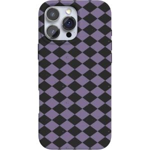 Casely iPhone 16 Pro Max Case | Garden Party | Mushroom Floral | Compatible with MagSafe | Classic Ultra Slim Design(Harlequin Midnight Diamond | Black and Purple)