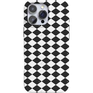 Casely iPhone 16 Pro Max Case | Garden Party | Mushroom Floral | Compatible with MagSafe | Classic Ultra Slim Design(Harlequin Salem Diamond | Black and White)